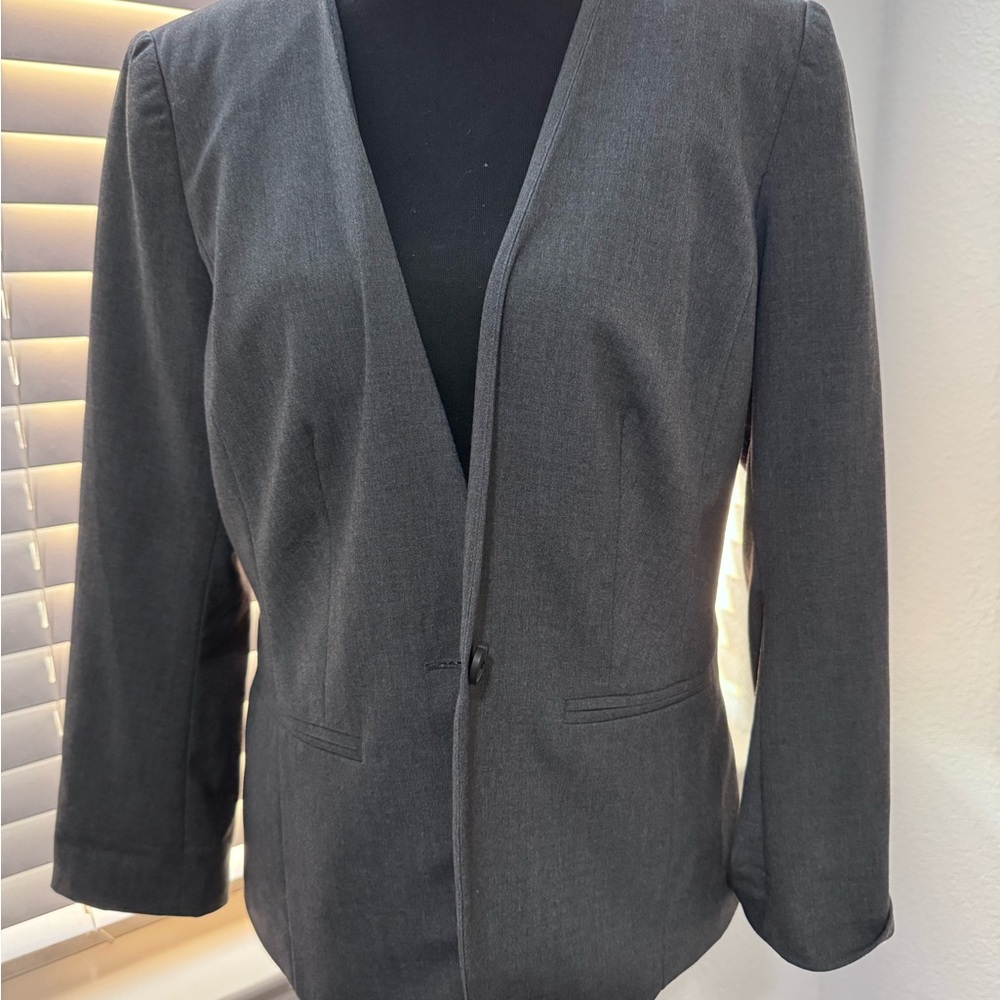 Kensie Charcoal Open Front Blazer